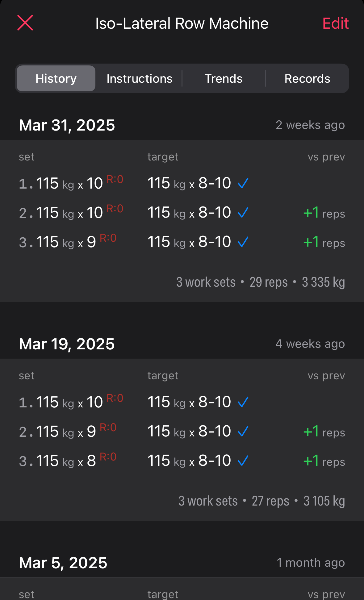 Exercise History