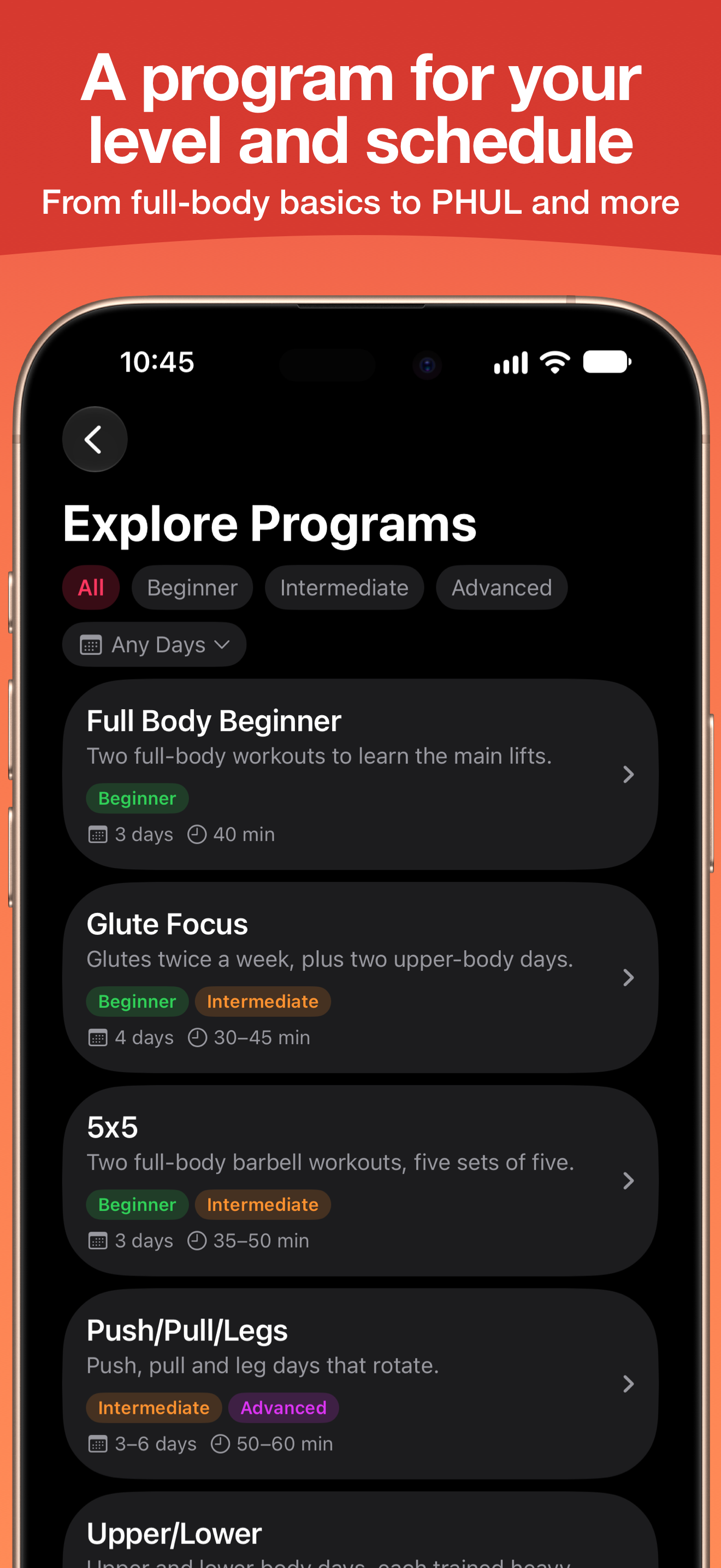 A program for your level and schedule